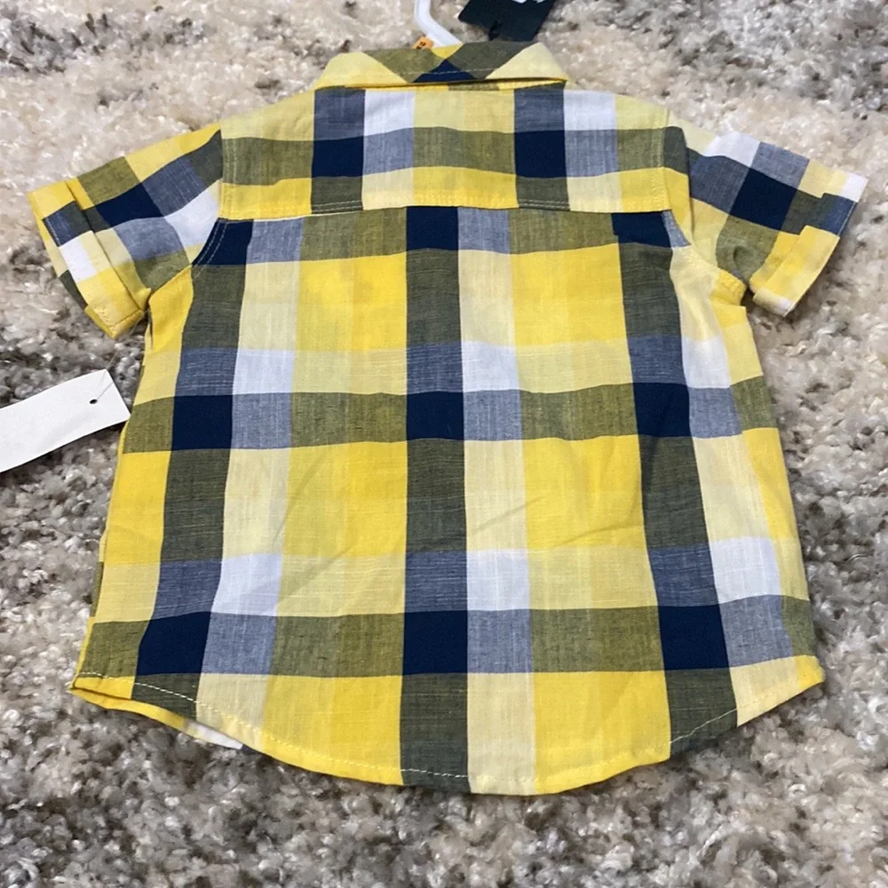 For All Mankind Baby Boy Denim Shorts Button Down Shirt Outfit Set